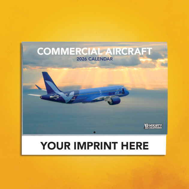 2026 Commercial Aircraft Calendar Cover with Black Imprint