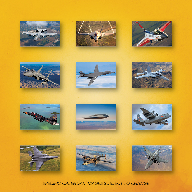 Collage of each monthly calendar image for Military Jets 2027