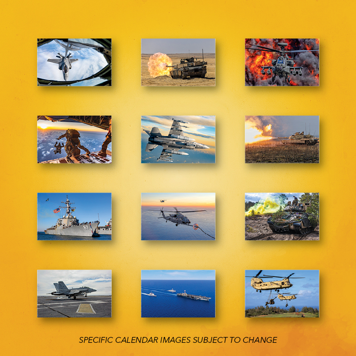 Collage of each monthly calendar image for Shock & Awe 2027