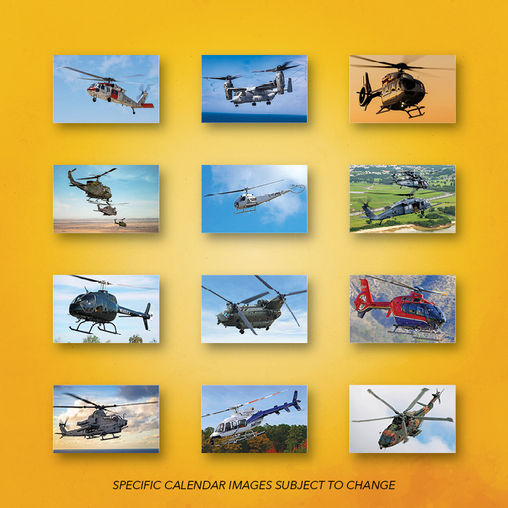 Collage of each monthly calendar image for Helicopters 2027