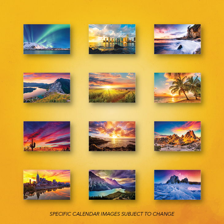 Collage of each monthly calendar image for Sunlit Skies 2027